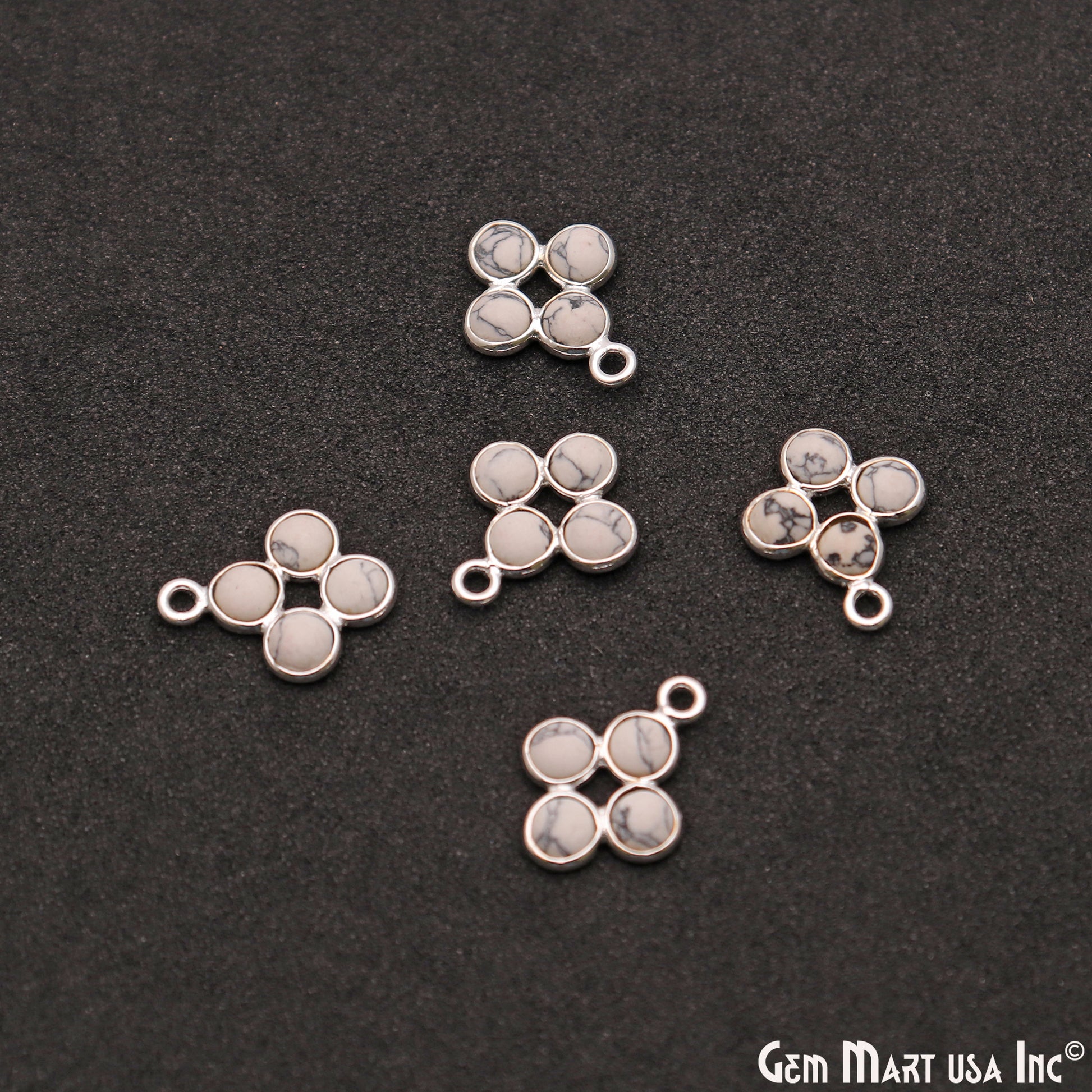Howlite Component Silver Plated 4pc Square 15x9mm - GemMartUSA