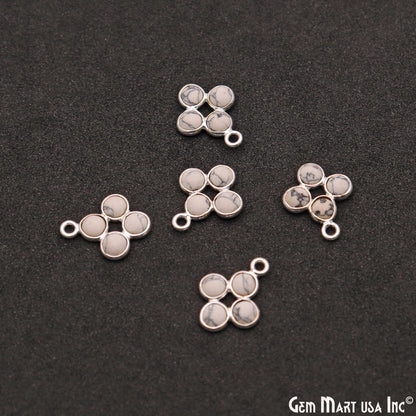 Howlite Component Silver Plated 4pc Square 15x9mm - GemMartUSA