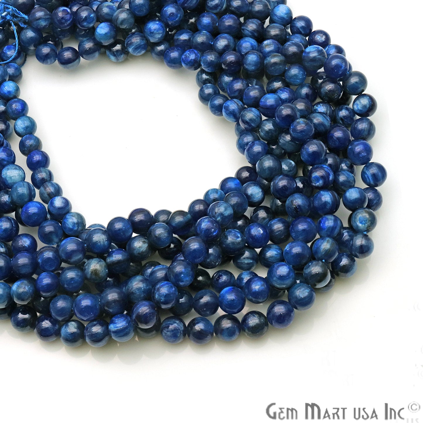 Kyanite 8-9mm Cabochon Rondelle Beads Strands 14Inch - GemMartUSA