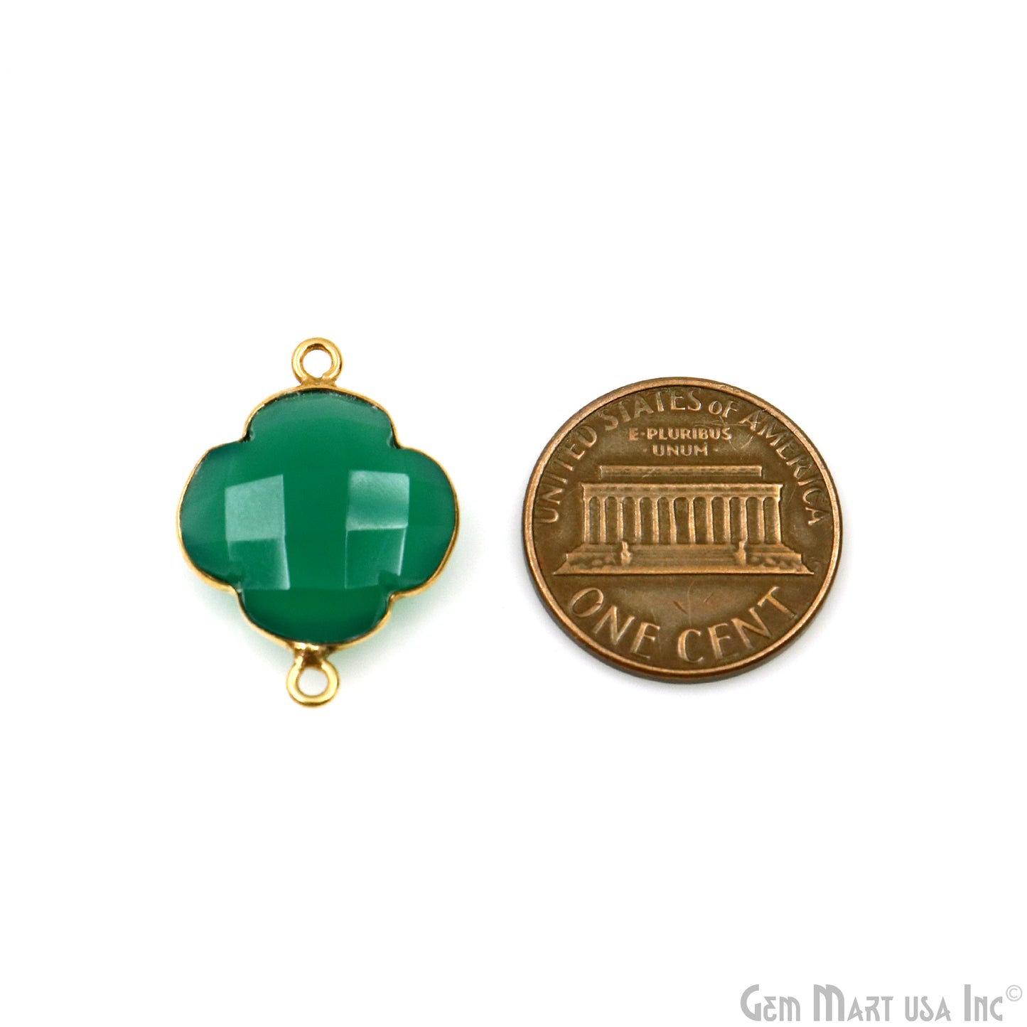 Clover 16x22mm Double Bail Gold Bezel Gemstone Connector