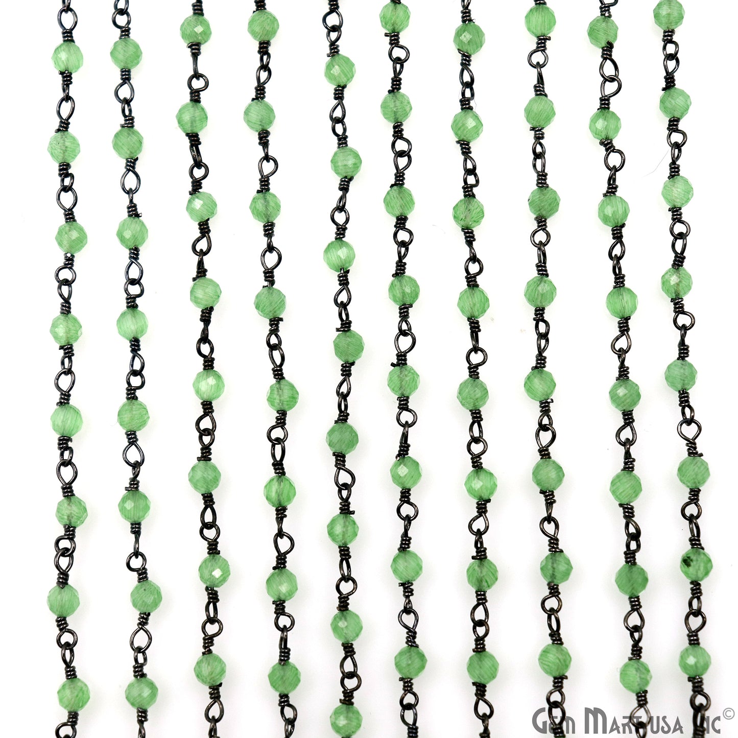 Peridot Monalisa Faceted Beads 3-3.5mm Oxidized Gemstone Rosary Chain