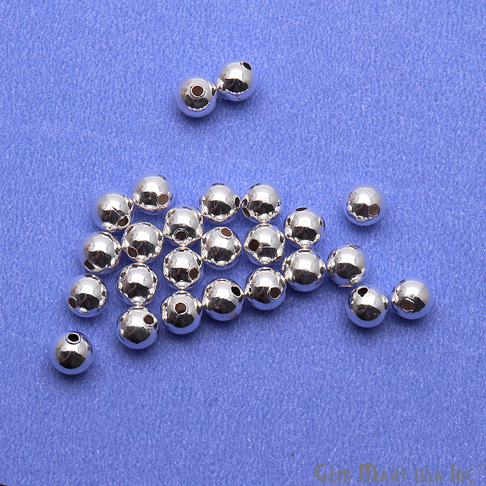 5pc Lot Bead Finding 6mm Round Ball Jewelry Making Charm (Pick Your Plating) - GemMartUSA