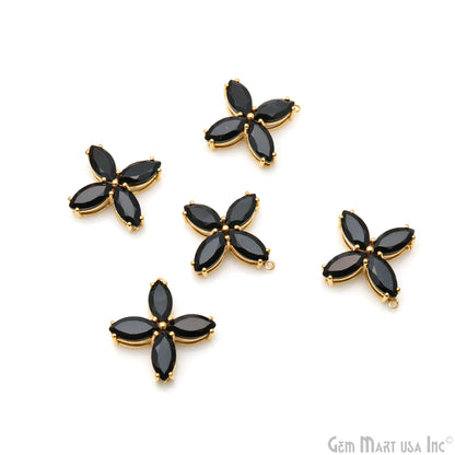 Gemstone 27x25mm Flower Shape Gold Prong Setting Gemstone Connector