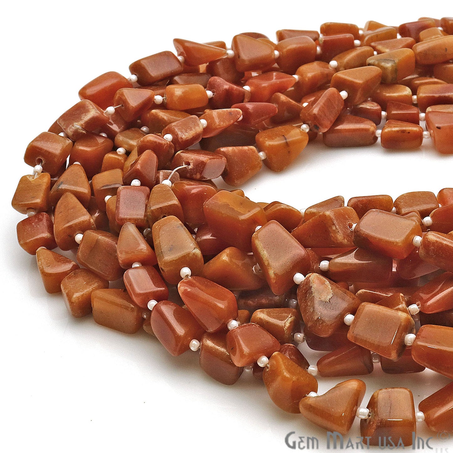 Red Jasper Free Form 12x8mm Tumble Beads Gemstone Strands - GemMartUSA