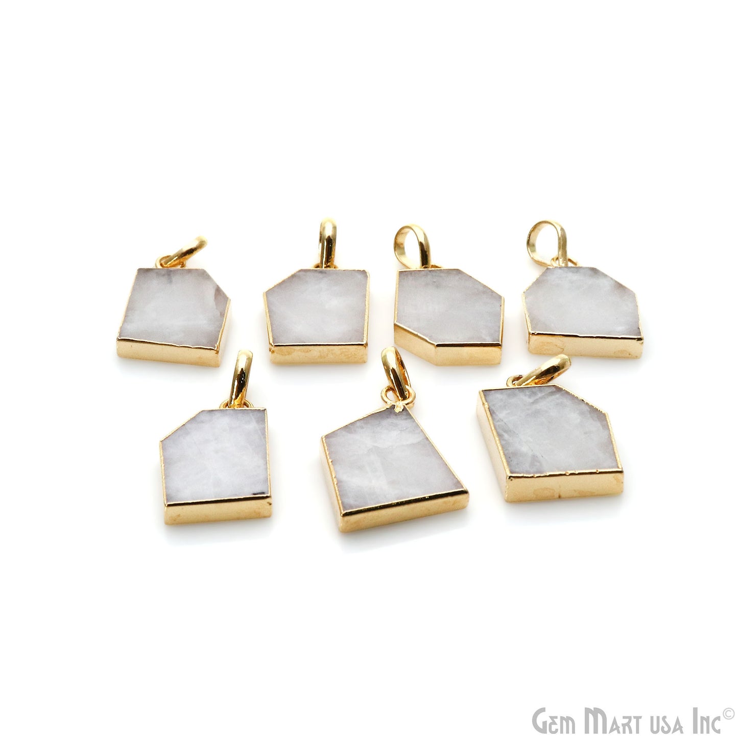 Rainbow Rough 15x22mm Gold Electroplated Connector Pendant
