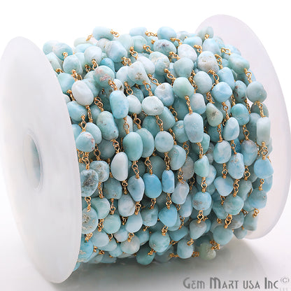 Amazonite Rondelle Beads Gold Plated Wire Wrapped Rosary Chain
