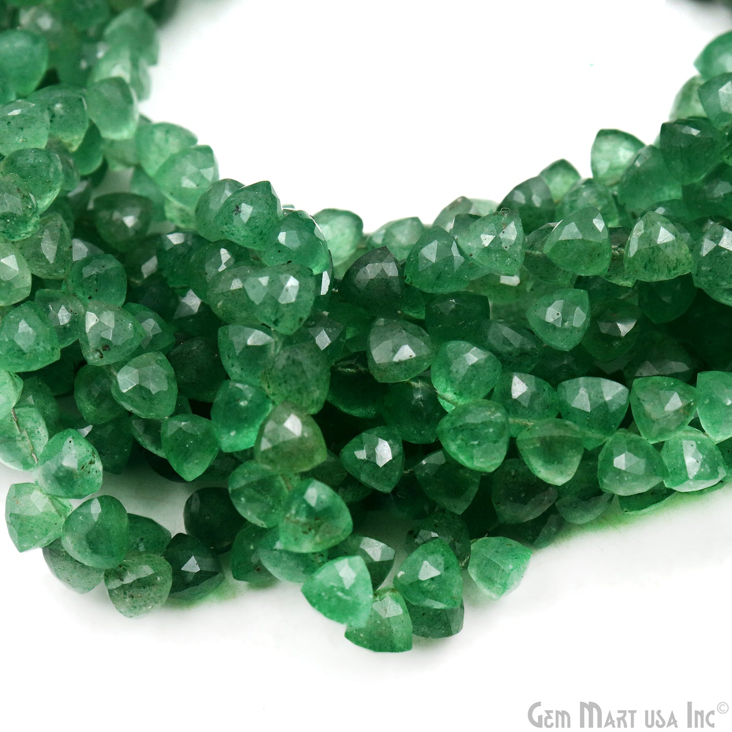 Aventurine Triangle Beads, 8 Inch Gemstone Strands, Drilled Strung Briolette Beads, Triangle Shape, 6-7mm