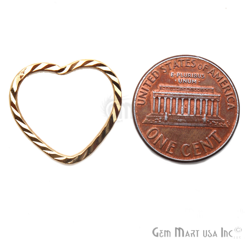 Gold Plated Heart Finding, Filigree Findings,Bracelets Heart Charm (Pick Size) - GemMartUSA