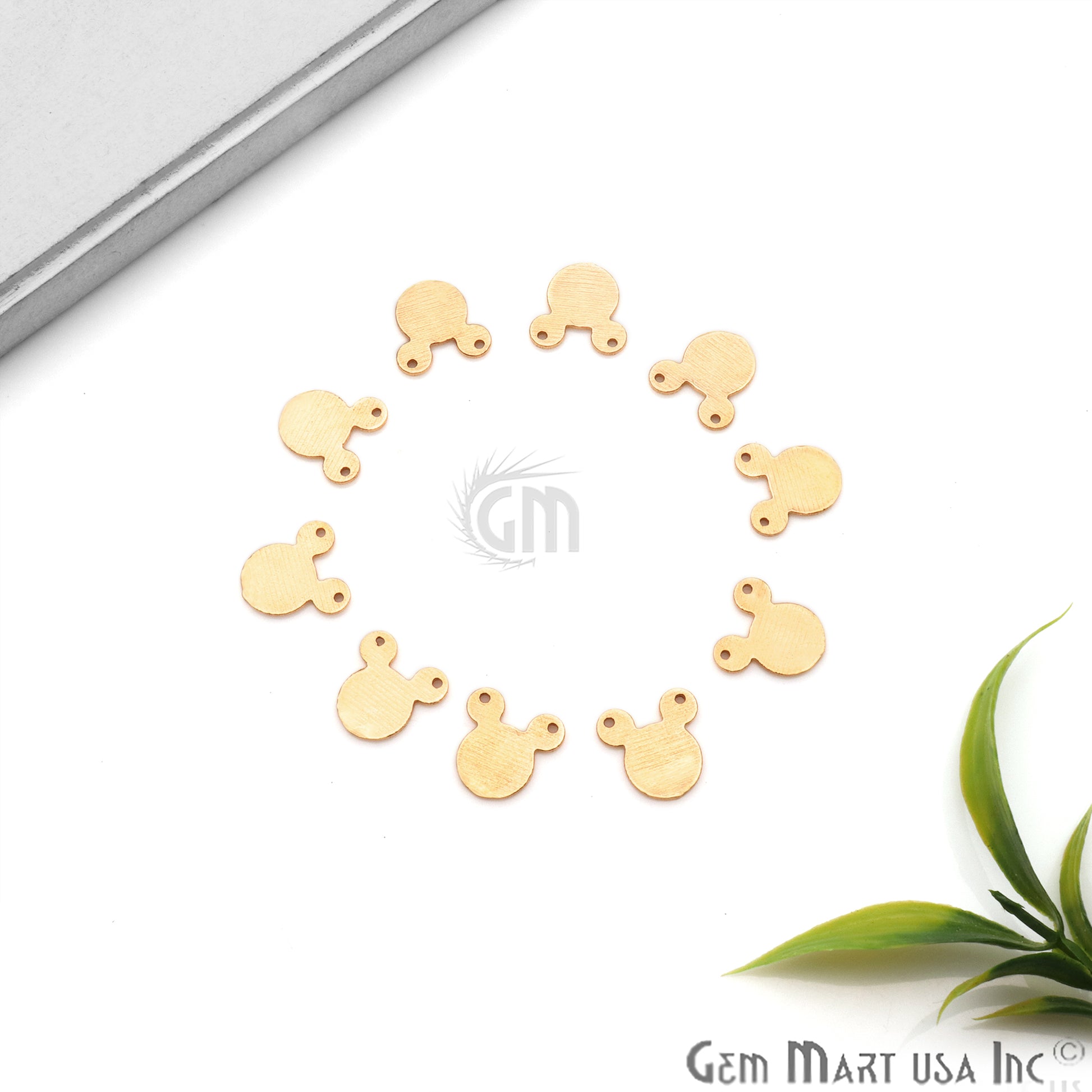 Micky Face Shape 13x10mm Gold Plated Finding Charm, DIY Jewelry - GemmartUSA