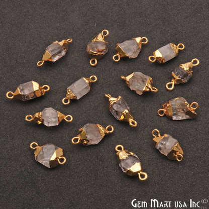 Rough Herkrimer Organic 22x10mm Single Bail Gold Electroplated Pendant Connector - GemMartUSA