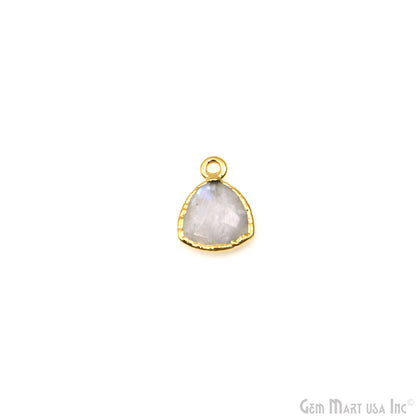 Rainbow Moonstone 10mm Trillion Gold Edged Bail Gemstone Connector