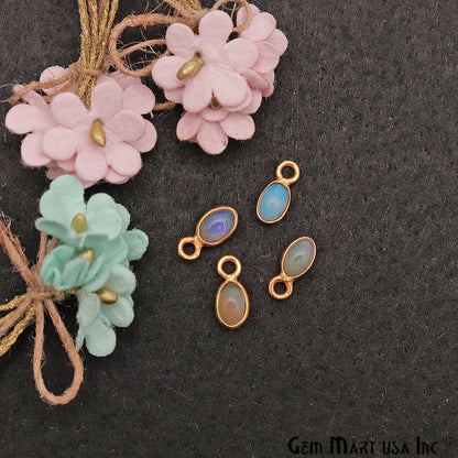 Opal Cabochon Oval 4x3mm Gold Plated Single Bail Gemstone Connector - GemMartUSA