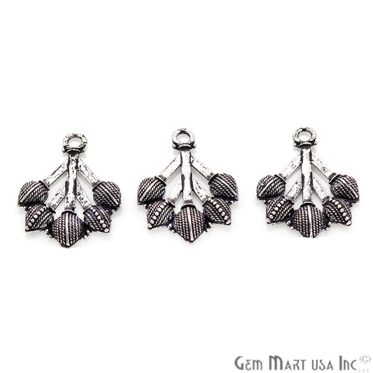 Tulip Shape Oxidized 25x19mm Charm For Bracelets & Pendants - GemmartUSA