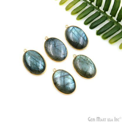 Labradorite Cabochon Oval 25x18mm Single Bail Gold Plated Bezel Connector