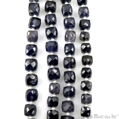 Iolite Cube Beads, 7 Inch Gemstone Strands, Drilled Strung Briolette Beads, Cube Shape, 6-7mm