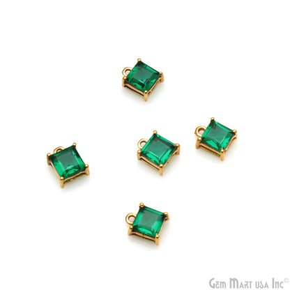 Gemstone 6mm Square Gold Plated Prong Setting Gemstone Connector