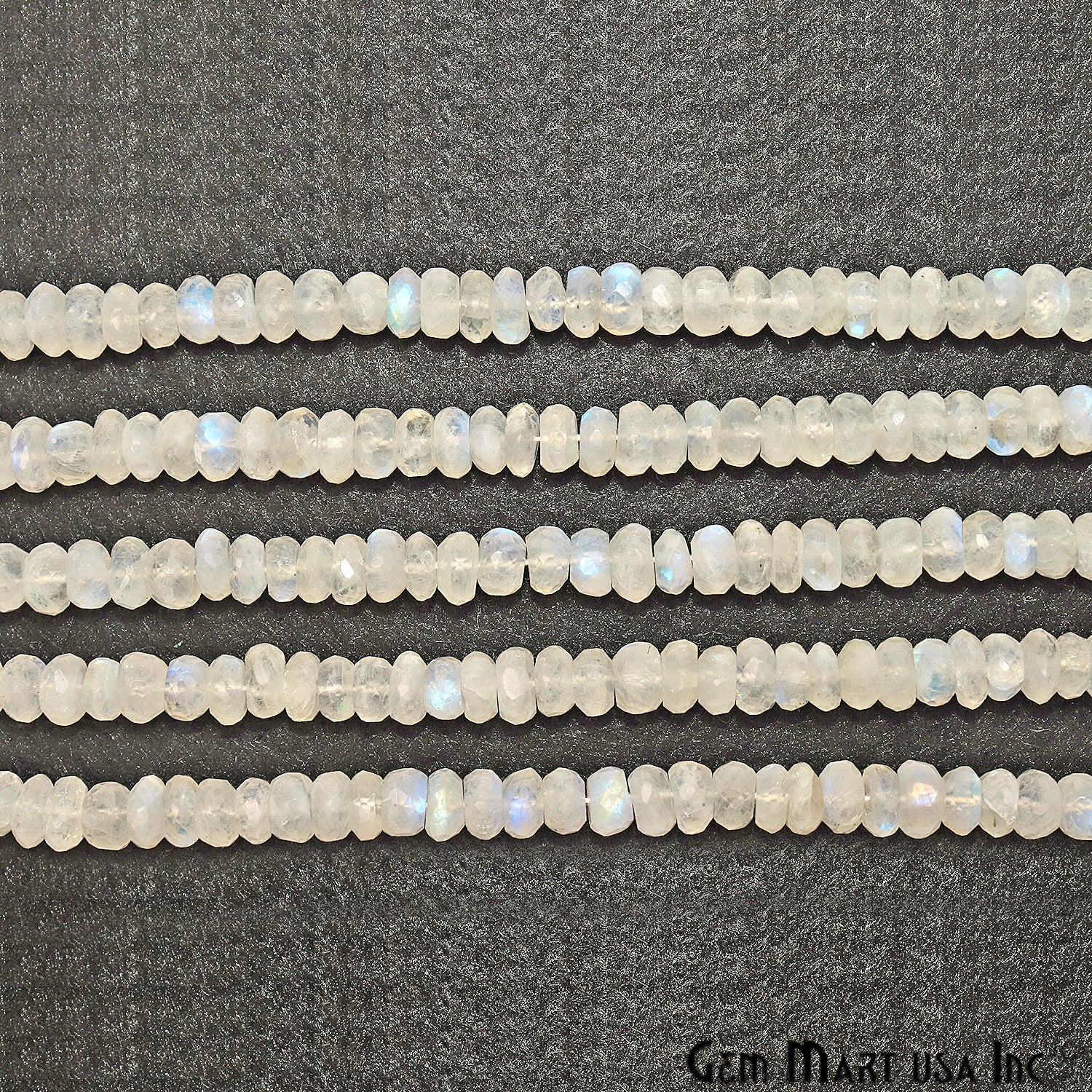 Rainbow Moonstone 6-7mm Round Rondelle Strand Beads - GemMartUSA