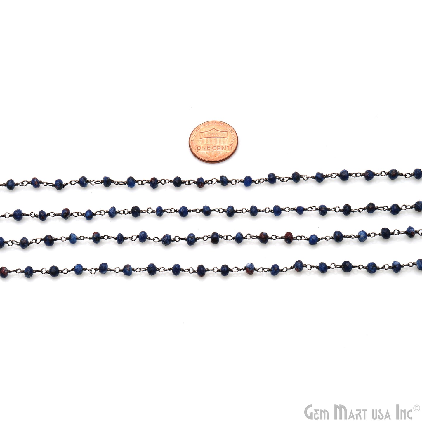 Sodalite Jade 4mm Faceted Beads Oxidized Wire Wrapped Rosary