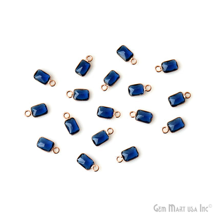 Sapphire Octagon 7x5mm Rose Gold Plated Single Bail Brilliant Cut Gemstone Connector