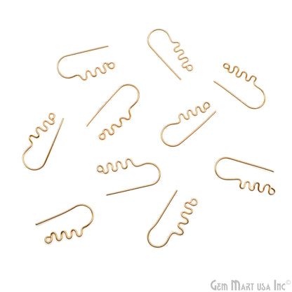 5 Pair Lot Gold Plated 37x14mm Earring Gold Fishhook Earwires