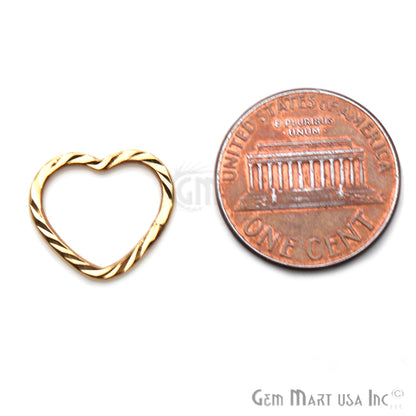 Gold Plated Heart Finding, Filigree Findings,Bracelets Heart Charm (Pick Size) - GemMartUSA
