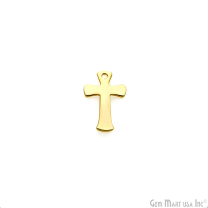 Cross Gold Laser Finding 10x15mm Gold Plated Charm For Bracelets & Pendants