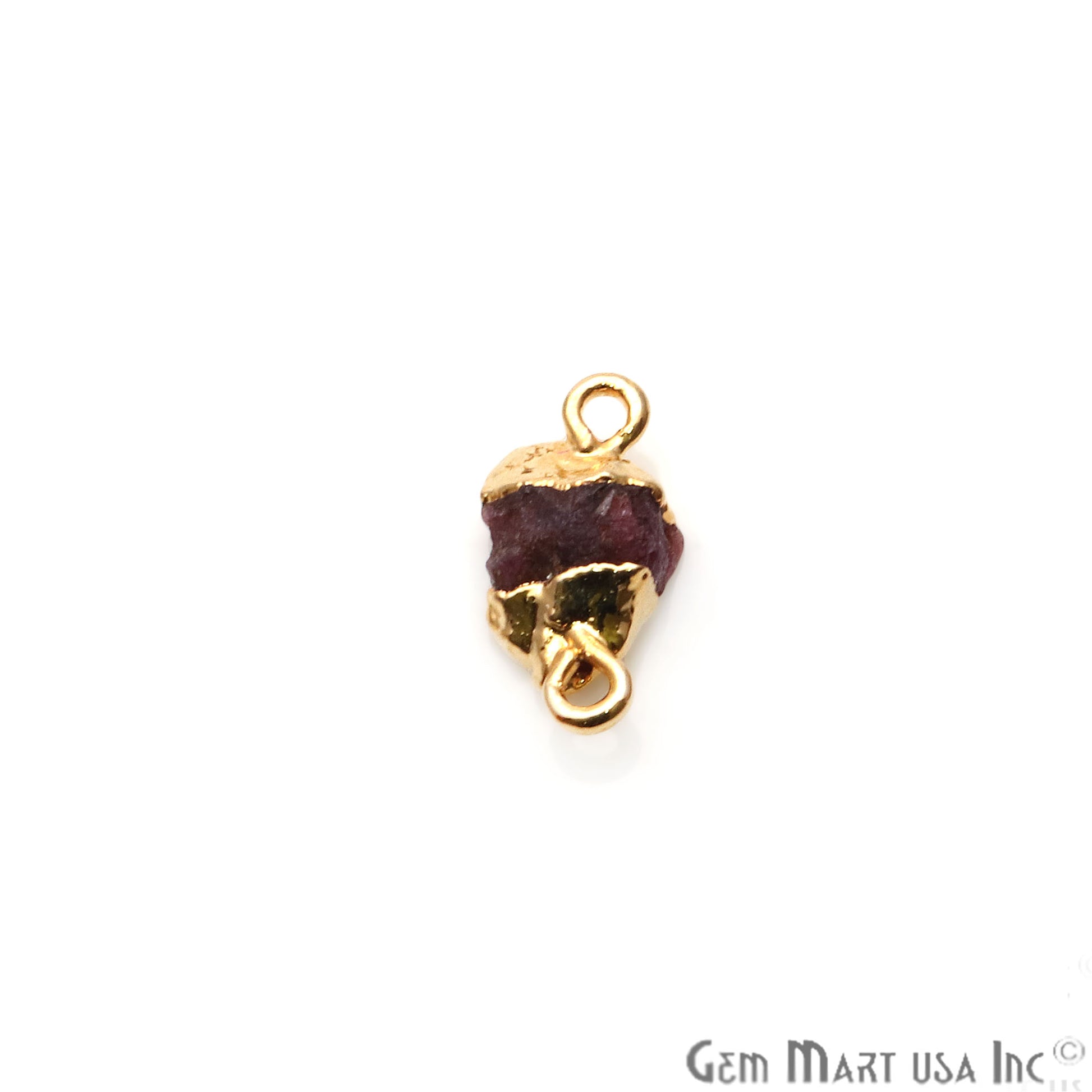 Rough Multi Tourmaline Organic 16x8mm Gold Electroplated Pendant Connector - GemMartUSA