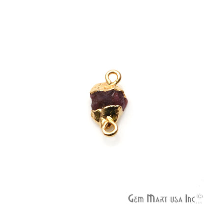 Rough Multi Tourmaline Organic 16x8mm Gold Electroplated Pendant Connector - GemMartUSA
