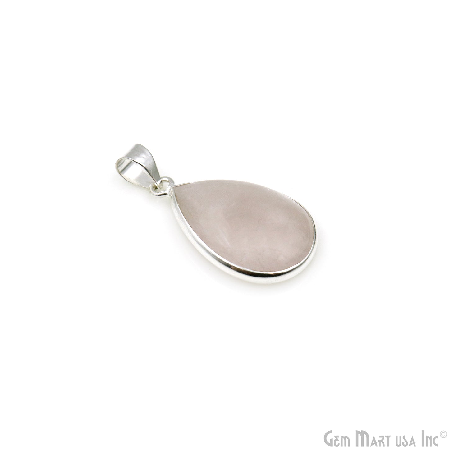 Rose Quartz Gemstone Pears 30x18mm Sterling Silver Necklace Pendant 1PC