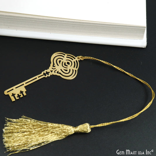 Metal Key Bookmark With Tassel. Gold Bookmark, Reader Gift, Handmade Bookmark, Page Marker, Aesthetic Gift. 71x29mm