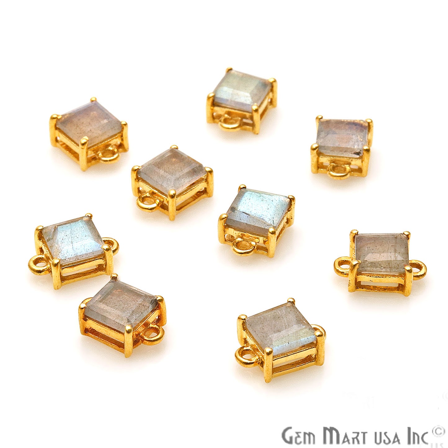 Labradorite Prong Setting Gold Plated Flashy Gemstone Connector - GemMartUSA