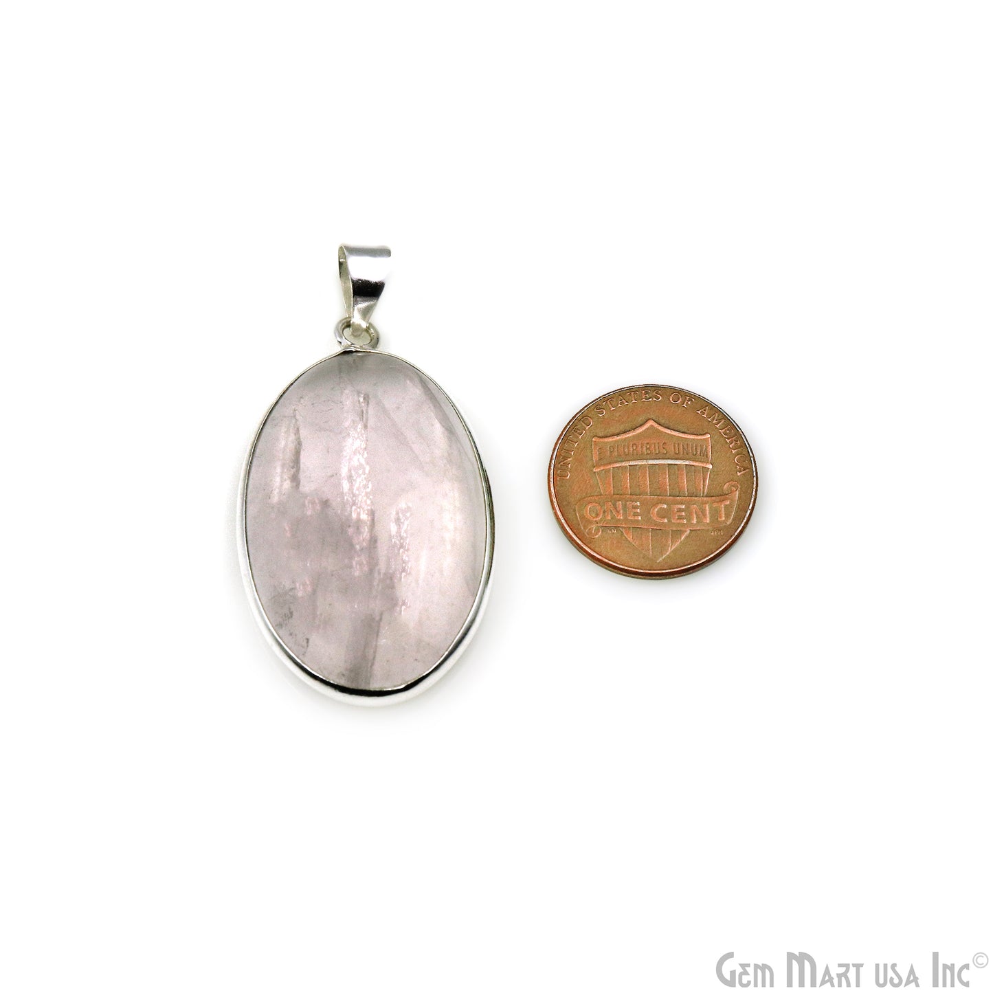 Rose Quartz Gemstone Oval 38x23mm Sterling Silver Necklace Pendant 1PC