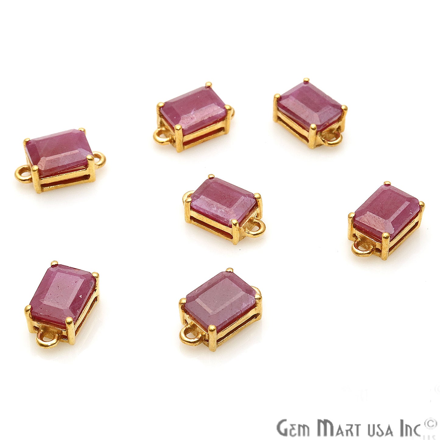 Ruby Prong Setting Gold Plated Gemstone Connector - GemMartUSA