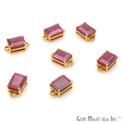 Ruby Prong Setting Gold Plated Gemstone Connector - GemMartUSA