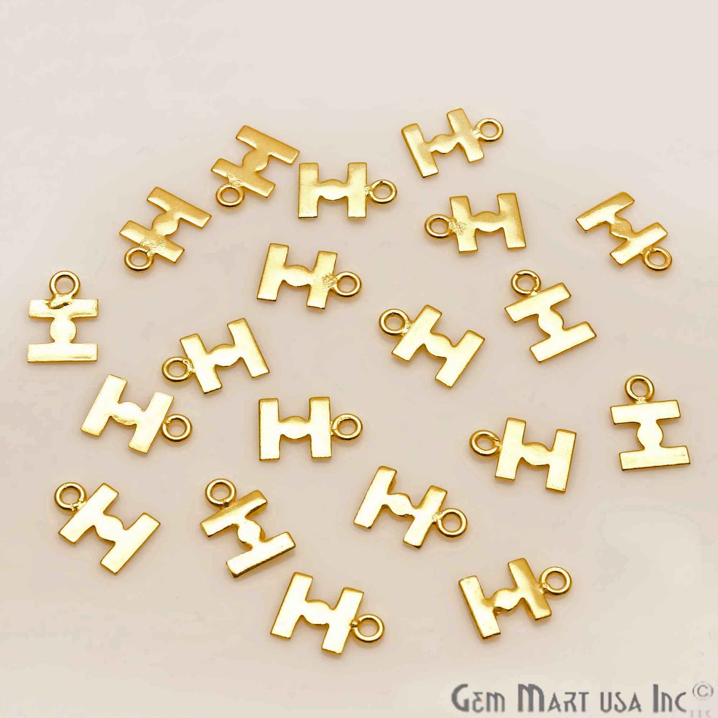 5pc Lot I Alphabet Gold Plated Jewelry Finding, Bracelet Charm, Earring Charm - GemmartUSA