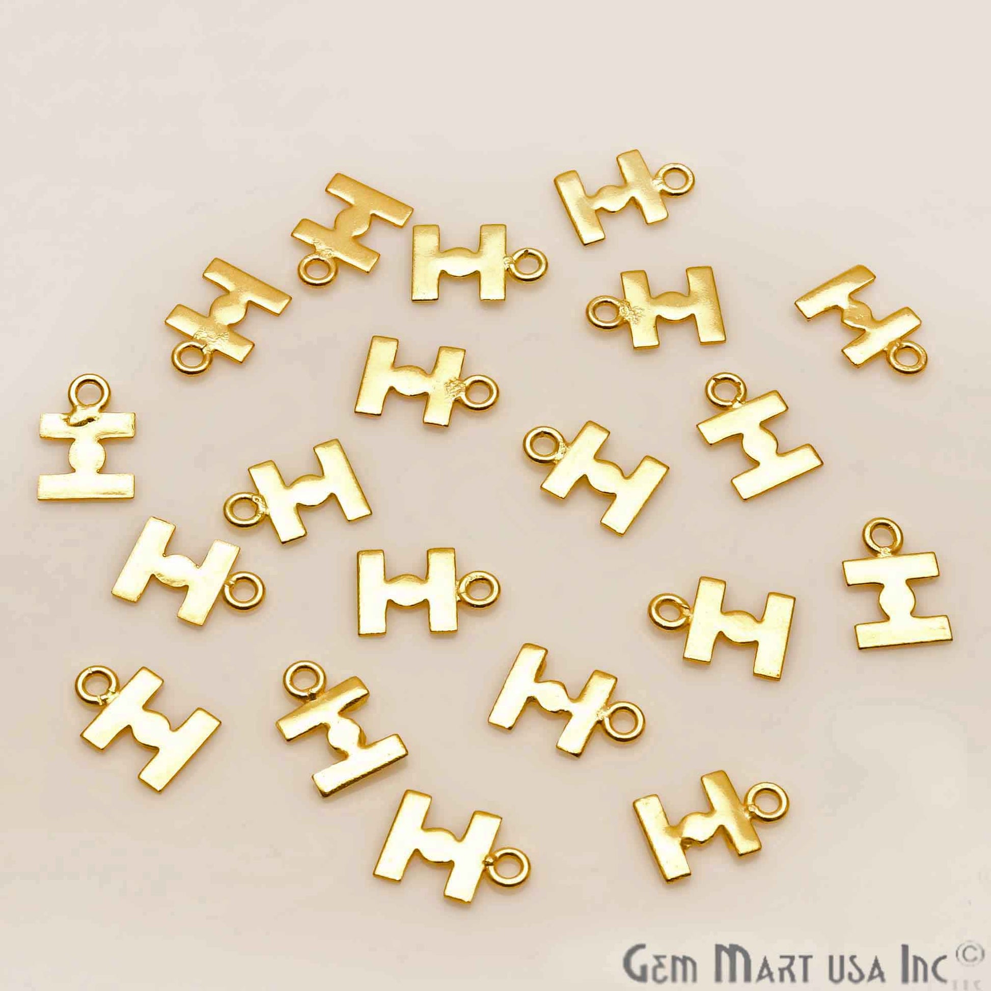 5pc Lot I Alphabet Gold Plated Jewelry Finding, Bracelet Charm, Earring Charm - GemmartUSA