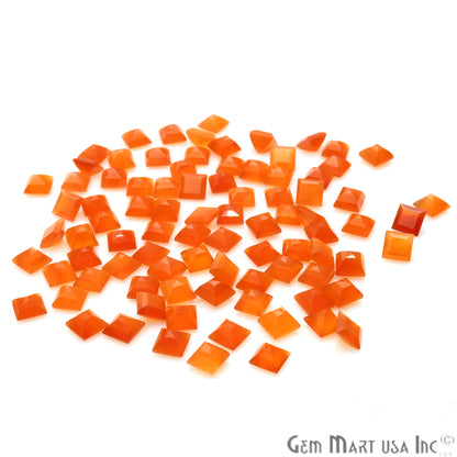 Carnelian Square Shape 7mm Faceted Loose Gemstone - GemMartUSA