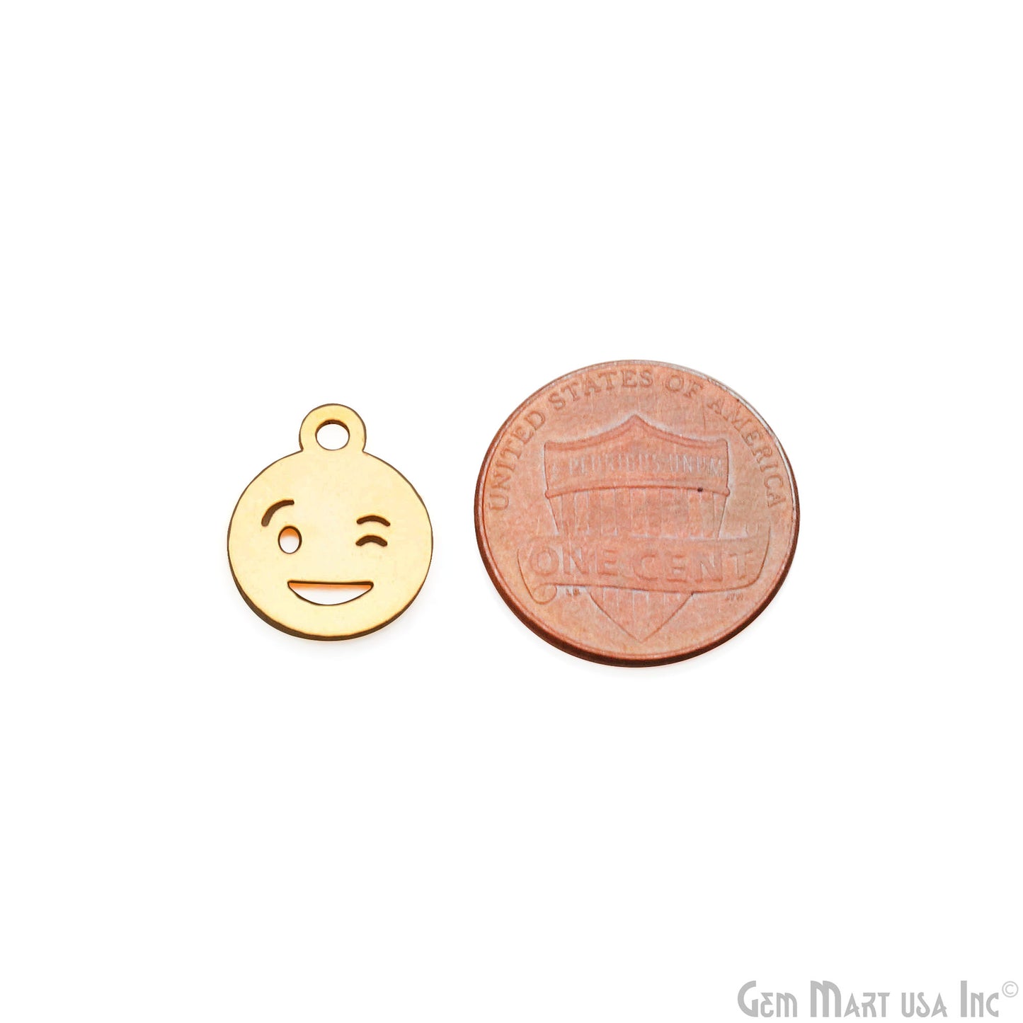 Emoji Shape Laser Finding Gold Plated 14.8x12mm Charm For Bracelets & Pendants