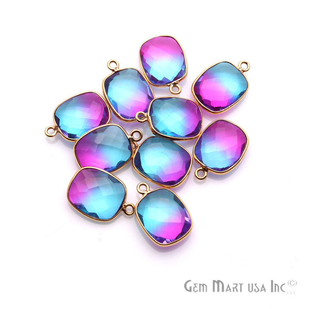Doublet Aura Quartz 10x12mm Octagon Connector (Pick Color,Plating,Bail) - GemMartUSA