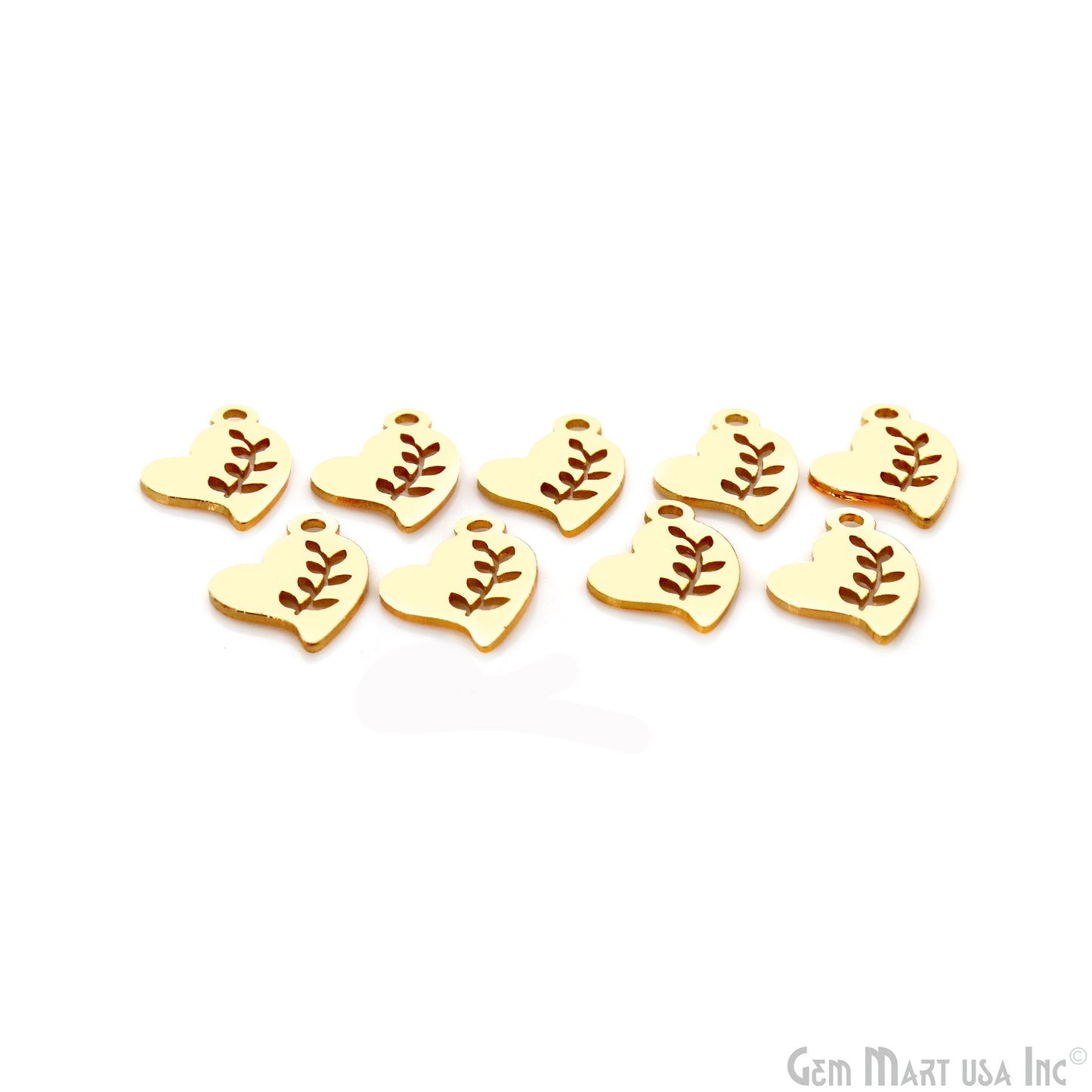 Leaf Shape Charm Laser Finding Gold Plated 14x14mm Charm For Bracelets & Pendants