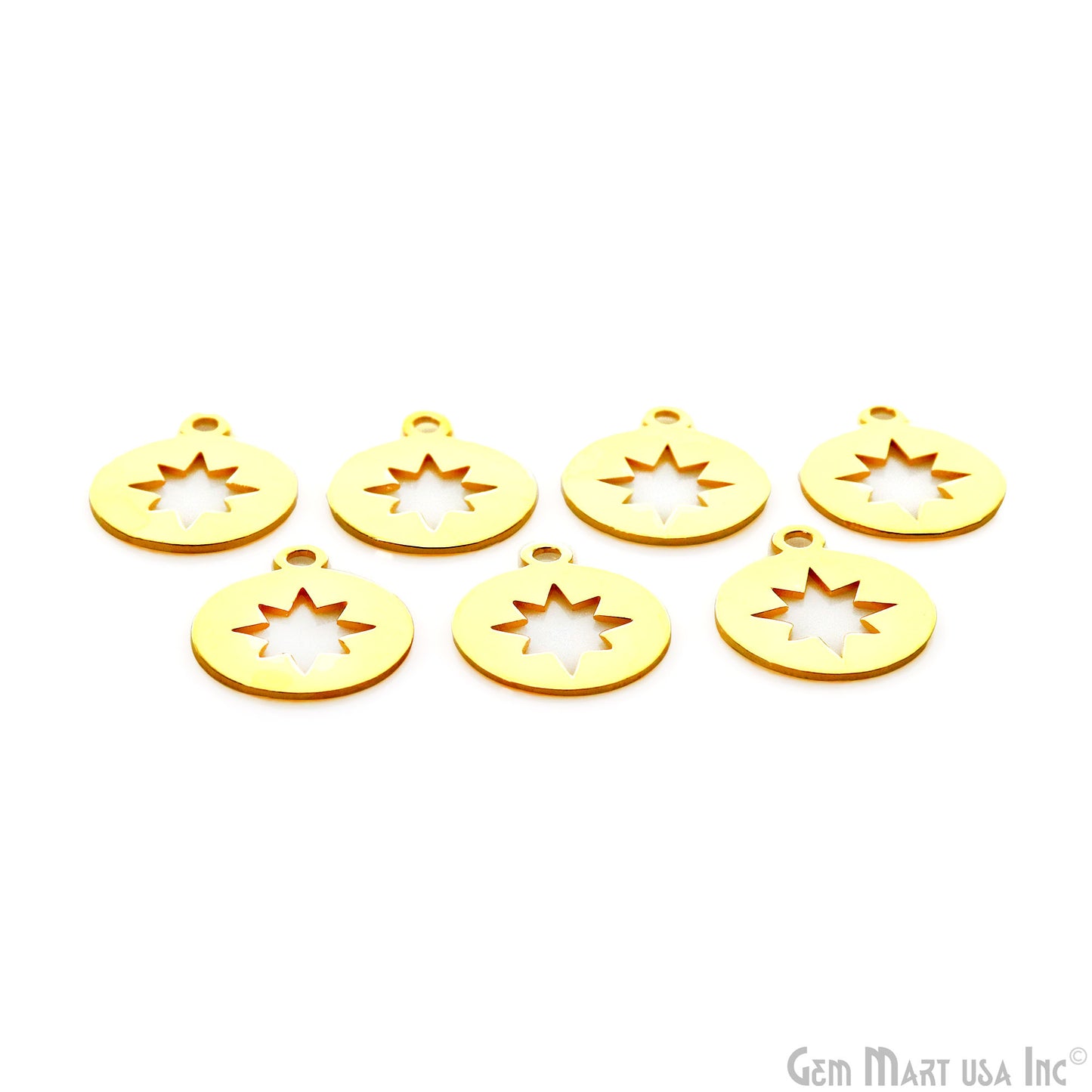 Round & Star Charm Laser Finding Gold Plated 20.25x16.8mm Charm For Bracelets & Pendants