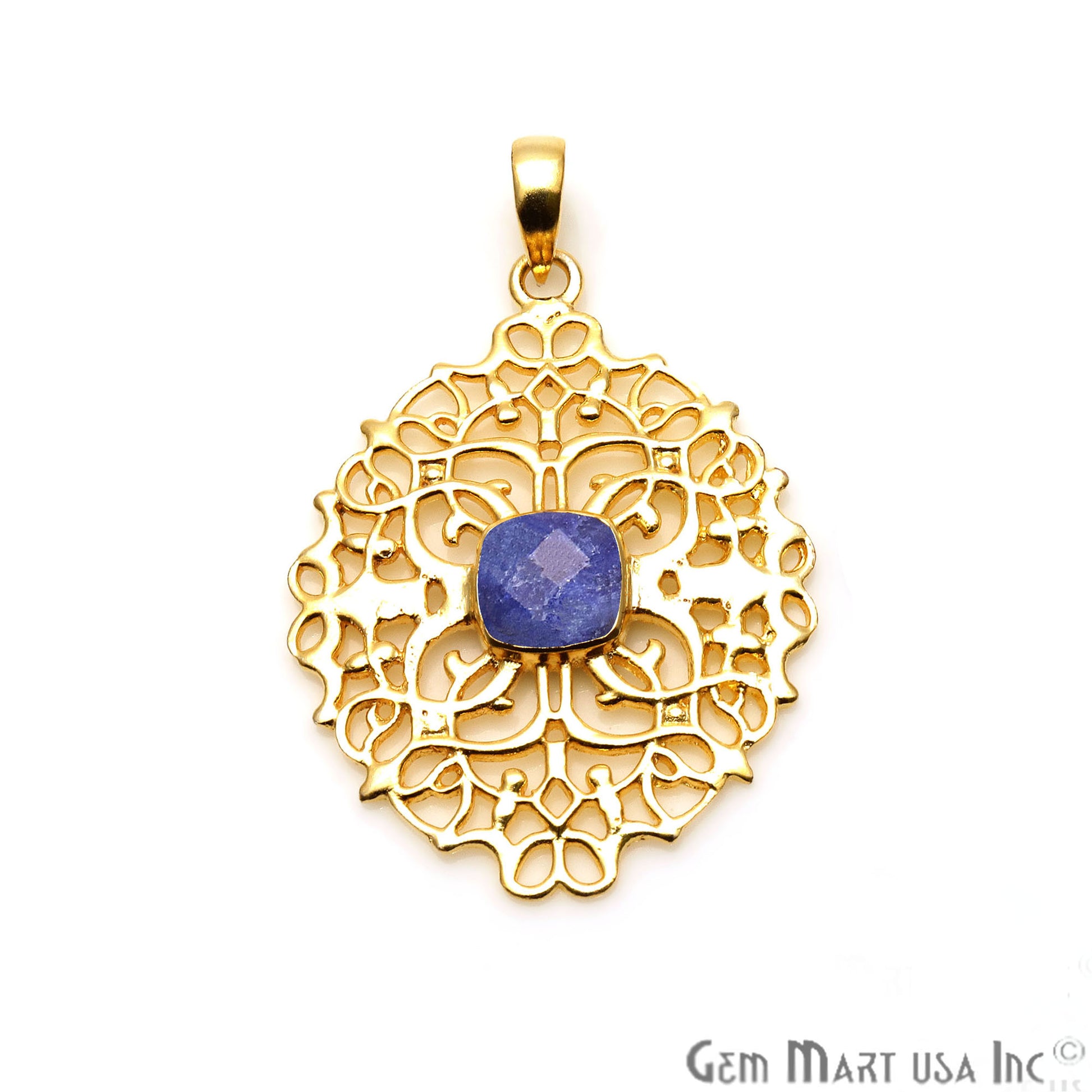 DIY Gold 46x34mm Chandelier Filigree Pendant 1pc (Pick Your Gemstone) - GemMartUSA