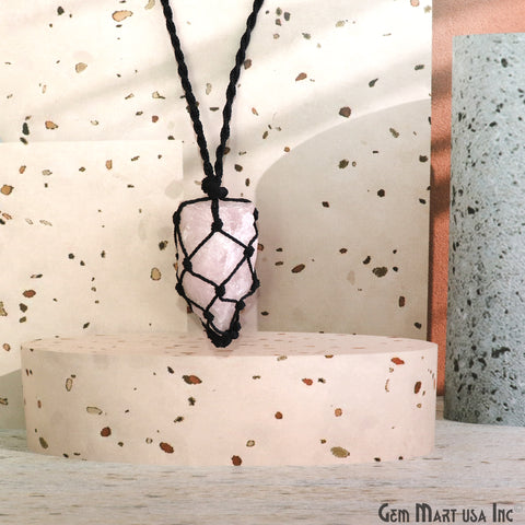 Macrame Cage & Cord Crystal Holder Necklace Stone Holder Macrame Pendant 48x25mm