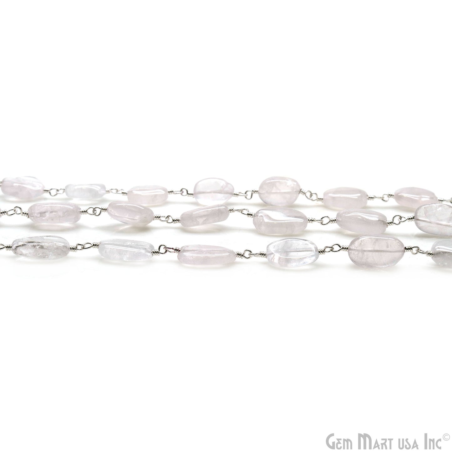 Crystal 8x5mm Tumble Beads Silver Plated Rosary Chain