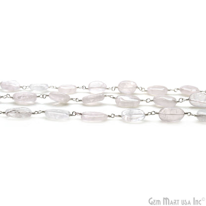 Crystal 8x5mm Tumble Beads Silver Plated Rosary Chain