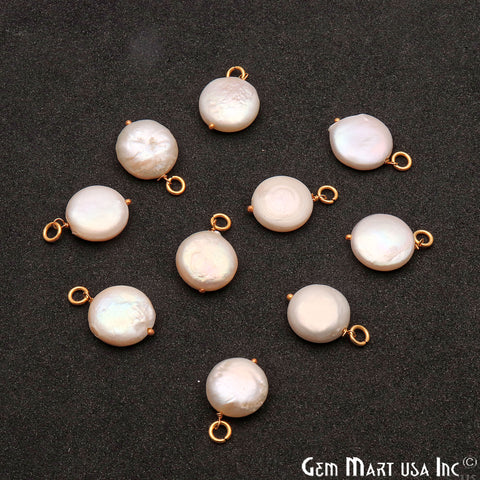 Pearl Round 16x12mm Gold Plated Single Bail Gemstone Pendant Connector - GemMartUSA