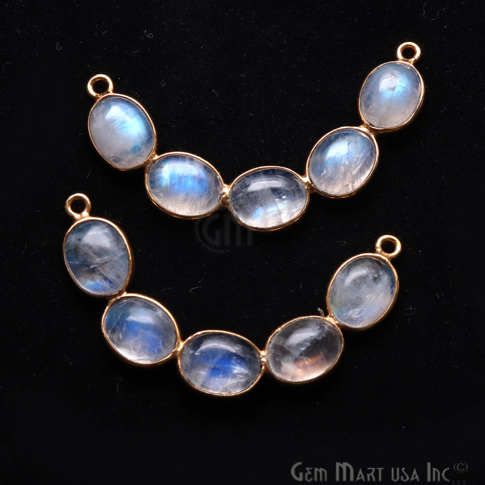 DIY Rainbow Moonstone 39x8mm Double Bail Chandelier Finding Component (Pick Your Metal) - GemmartUSA