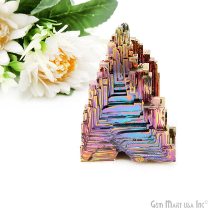 Bismuth Crystal Rainbow Bismuth XXL Crystal Cluster Display Specimen Mineral Decor Pyramid Teaching Tools Stone Educational Rock Peacock Ore