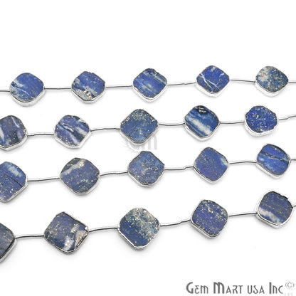 Lapis Free Form 18x15mm Silver Edged Crafting Beads Gemstone Strands 9INCH - GemMartUSA