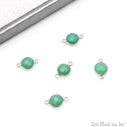 Round 8mm Double Bail Silver Plated Gemstone Bezel Connector